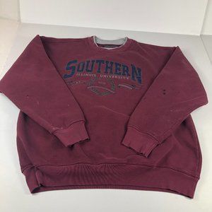 VTG Southern Illinois Salukis Sweatshirt Extra Extra Large Red Thrashed Crewneck